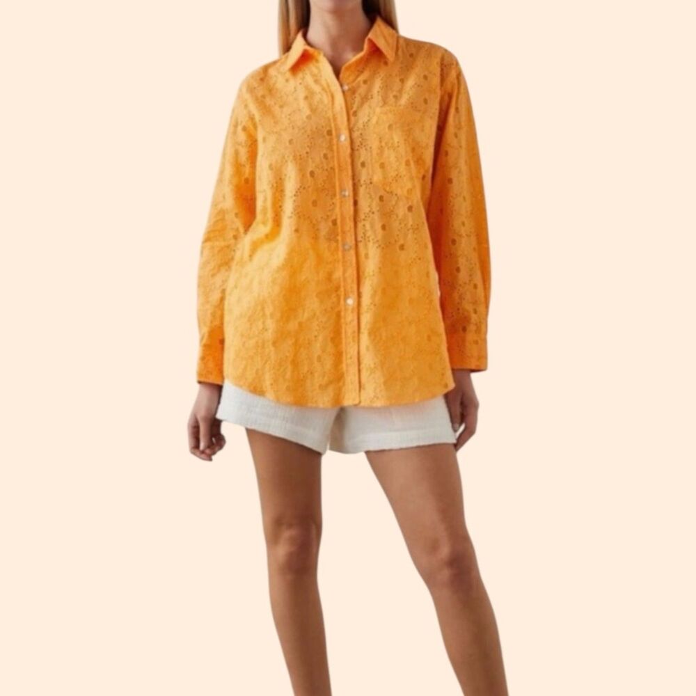 Rails Arlo Floral Eyelet Shirt Marigold